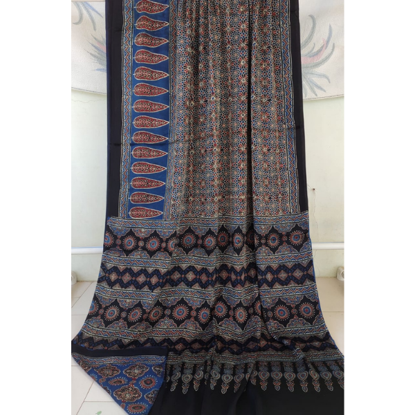 Ajrakh Block print Saree 